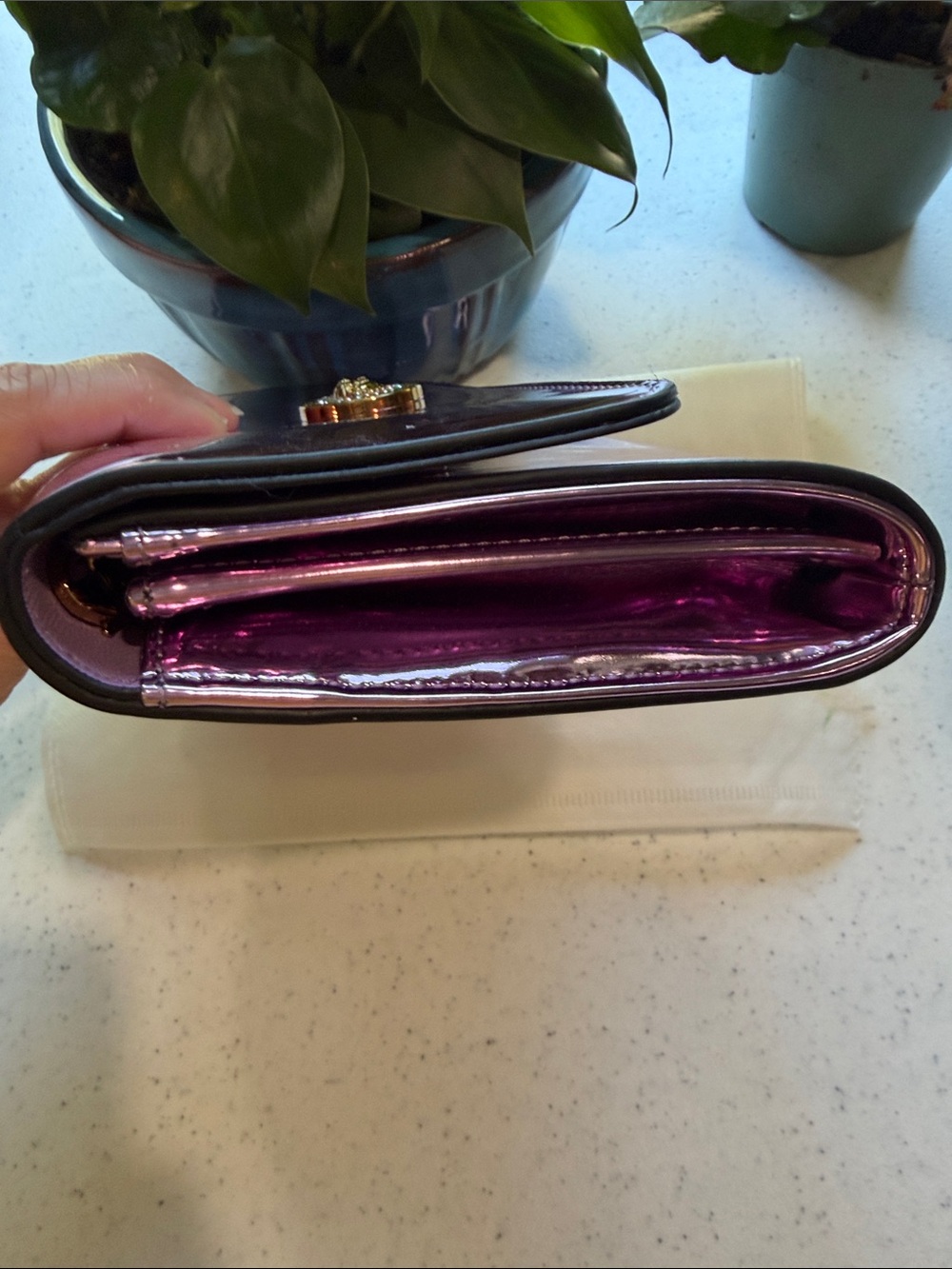 NWT Versace Metallic Pink Clutch with Gold Medallion - Picture 5 of 9